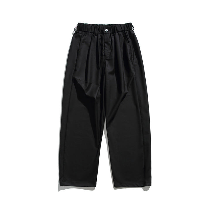 Herren Locker geschnittene Bundfalten-Cropped-Hose mit elastischem Bund und Bügelfalte Drune