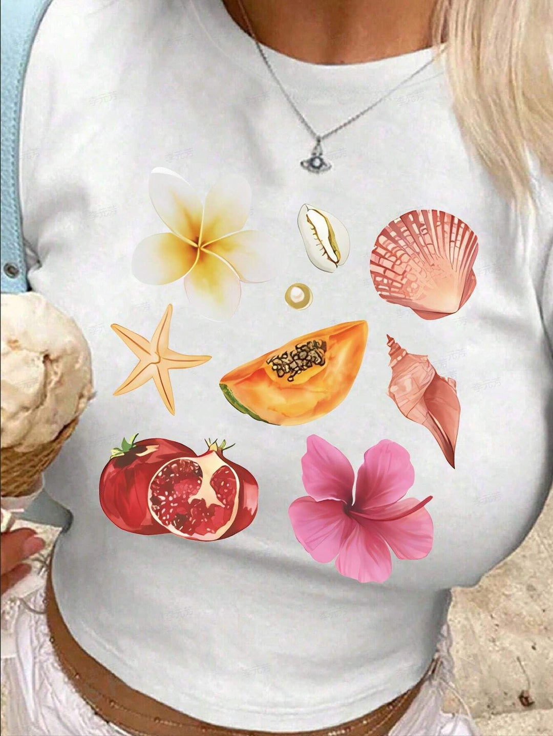 Damen Crop-T-Shirt mit auffälligem Grafiken-Design und frechem Statementdruck Drune