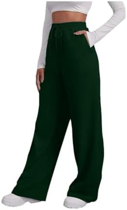 Damen nan weite High‑Waist Palazzo-Loungehose mit elastischem Komfortbund, Kordelzug und seitlichen Eingrifftaschen Drune