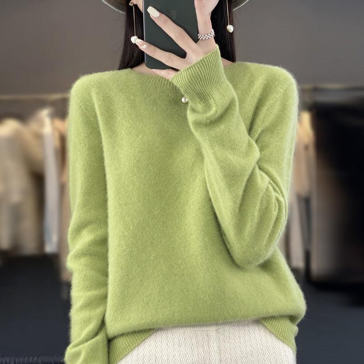 Damen Lockerer Feinstrick-Pullover mit Rundhalsausschnitt und flauschiger Angora-Optik Drune