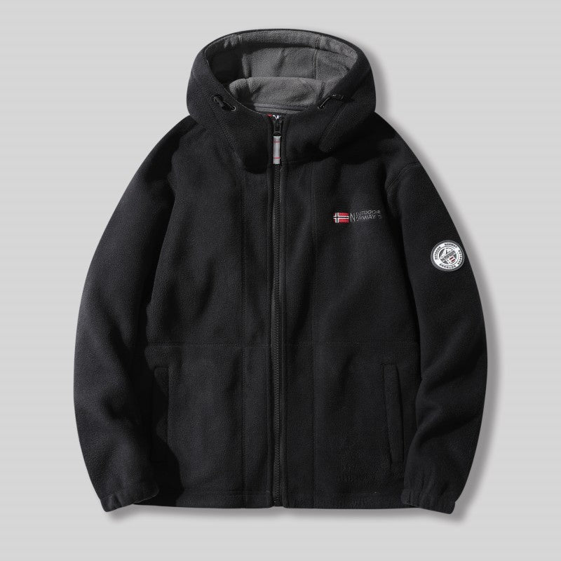 Herren Fleecejacke mit abnehmbarer Kapuze Drune