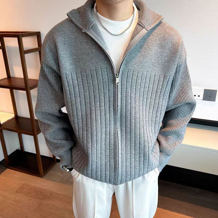 Herren Modische Strickjacke mit Reißverschluss Drune