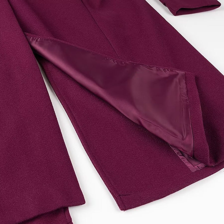 Damen nan extra langer Mantel mit klarer Silhouette, Doppelreiher und Manschettenriegel Drune