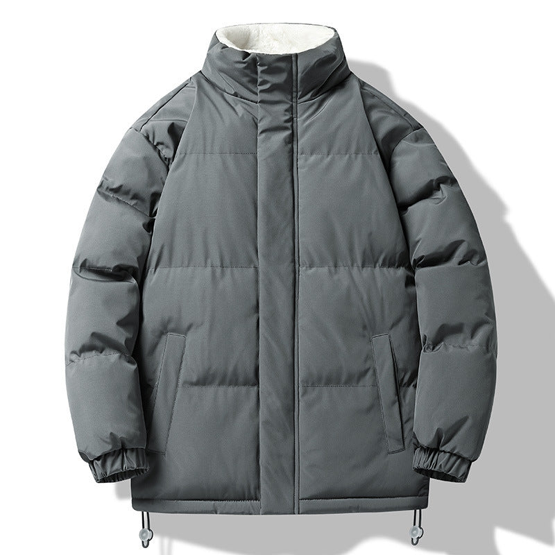 Herren Wattierter Kurzparka mit hohem Stehkragen Teddyfutter elastischen Bündchen und Kordelzug Drune