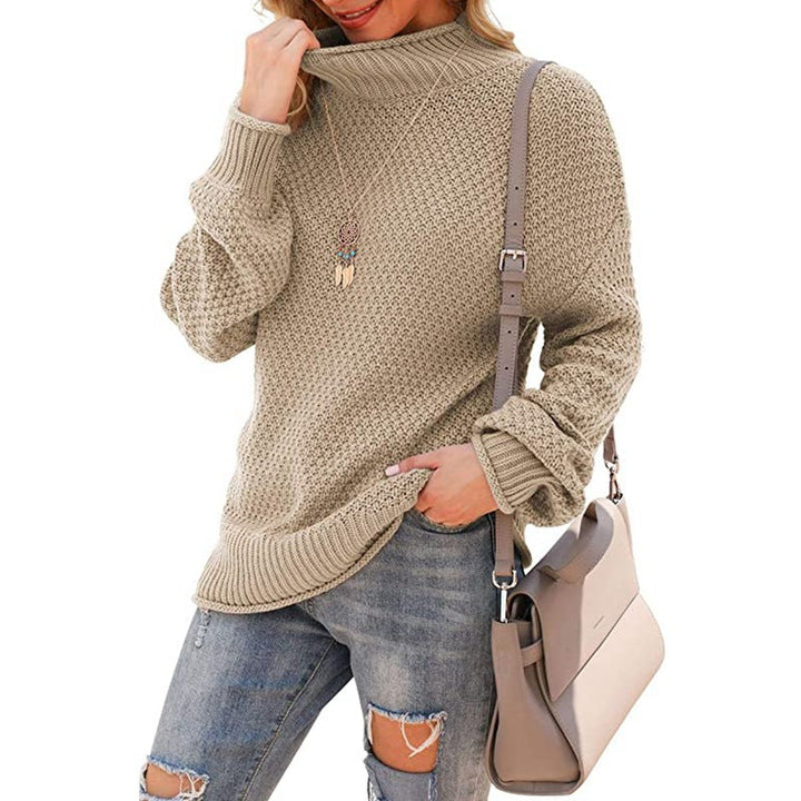 Damen Grobstrickpullover mit hohem Kragen und strukturierter Oberfläche Drune