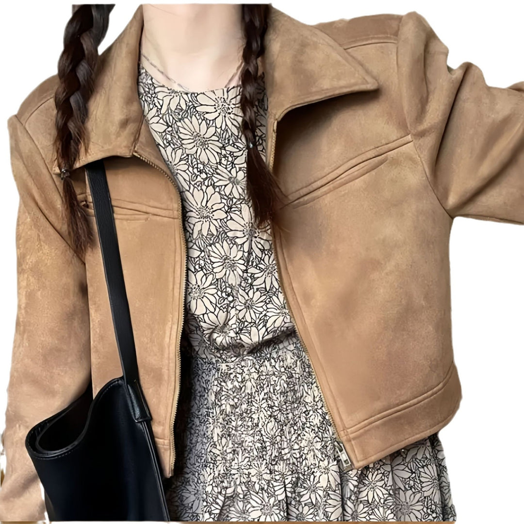 Damen Lässig cropped Jacke Drune