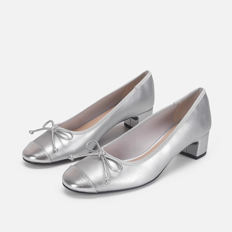 Damen Ballerinas mit elegantem Schleifendetail und glänzendem Obermaterial Drune