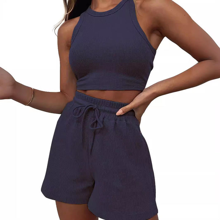 Damen Sportliches Set aus ärmellosem Oberteil und kurzen Hosen Drune