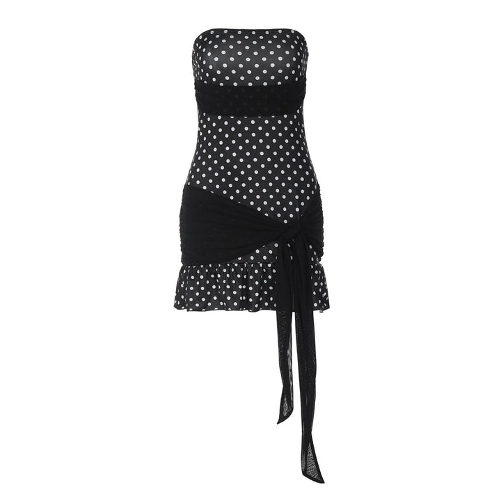 Damen Figurnahes Polka-Dot Kleid mit verspieltem Wickel-Design Drune