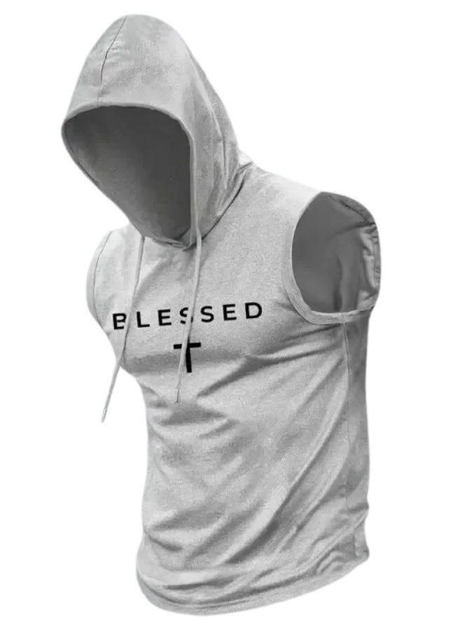 Herren nan ärmelloses Kapuzen-Sweatshirt mit Slogandruck und athletischer Passform Drune