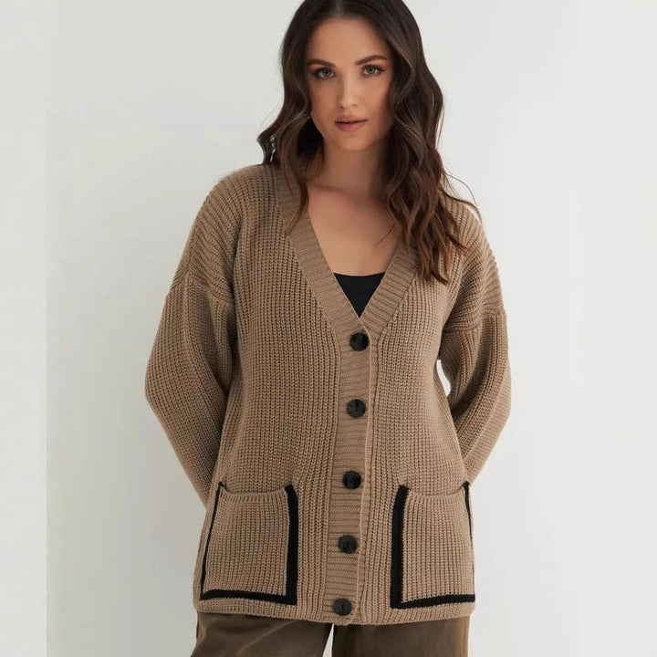 Damen Grobstrick-Cardigan mit praktischen Taschen und modernen Knöpfen Drune
