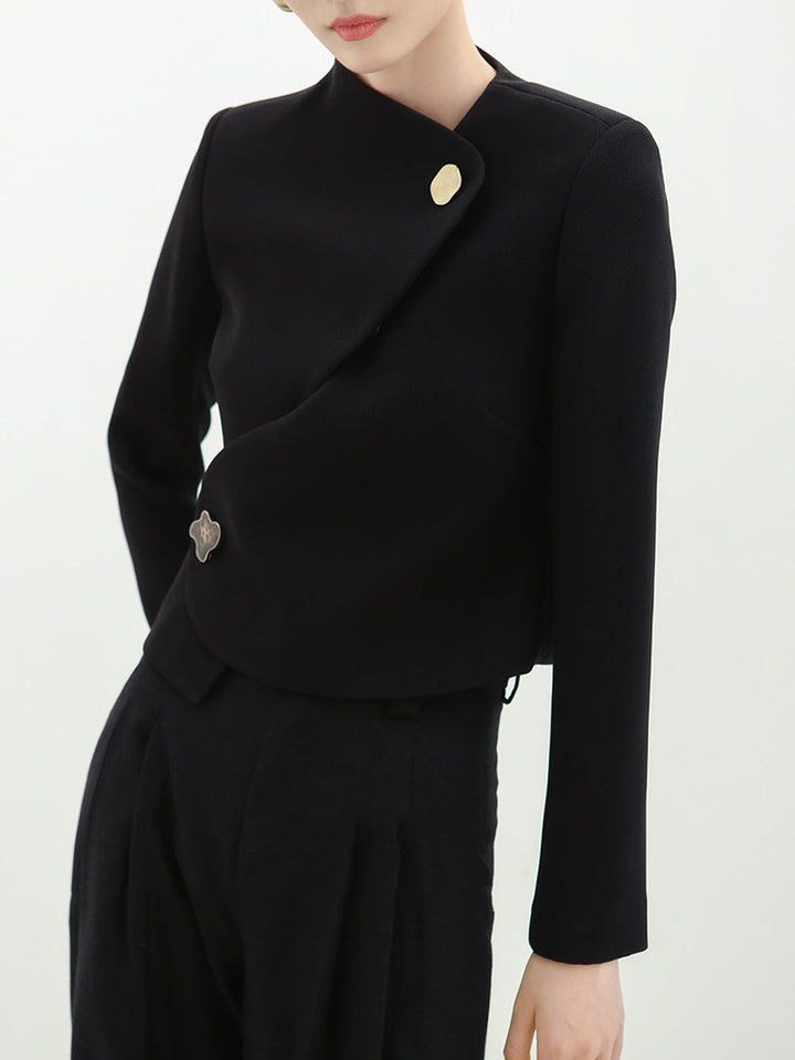 Damen Elegante cropped Blazerjacke mit asymmetrischem Schnitt Drune
