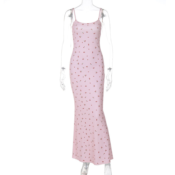 Damen Figurnahes Maxikleid mit floralem Design und Spaghettiträgern Drune