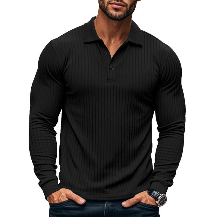 Herren Langarm-Henley-Shirt mit strukturiertem Rippenmuster Drune