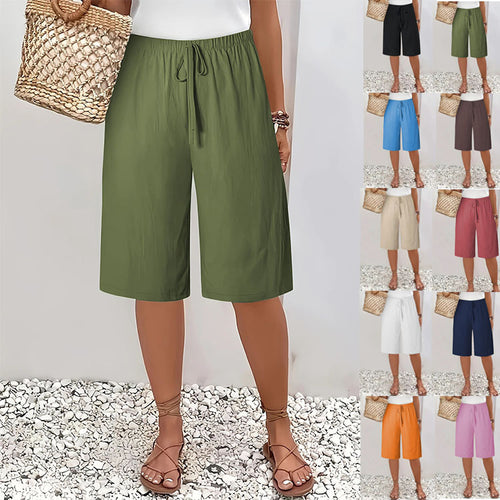 Damen luftige Culotte mit Gummizug und praktischen Taschen Drune