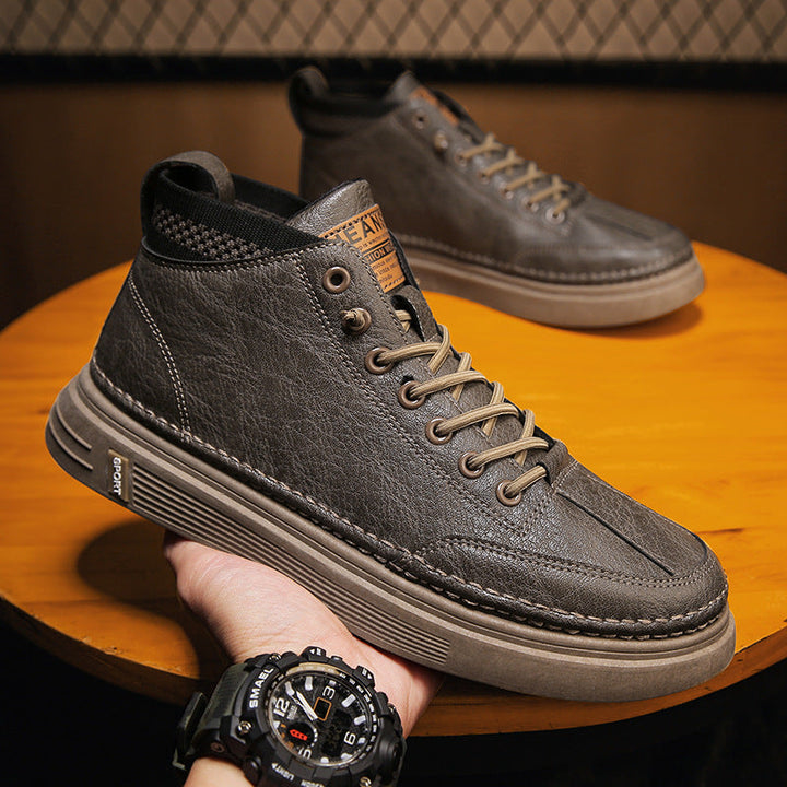 Damen Hohe Sneakers aus echtem Leder mit robustem Profil und dämpfender Sohle Drune