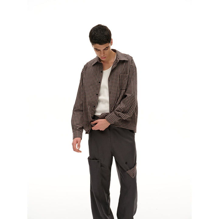 Unisex Geradlinige Overshirt-Hemdjacke im feinen Karodessin Drune