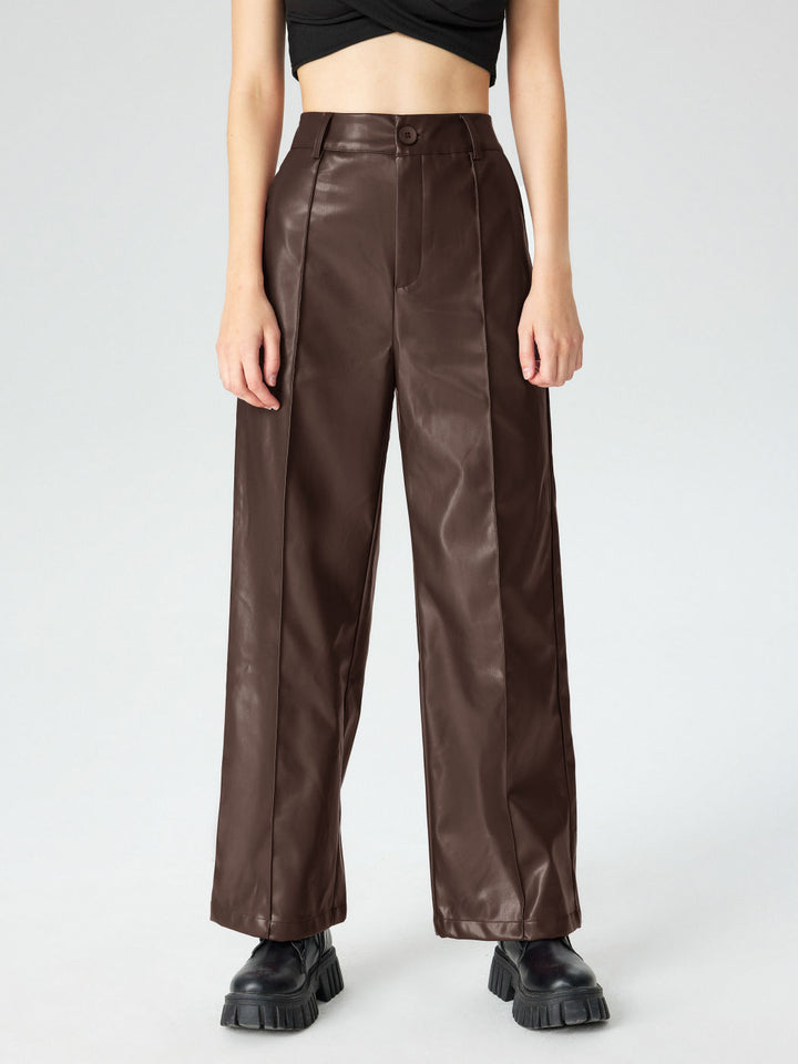 Damen Elegante Kunstlederhose Drune