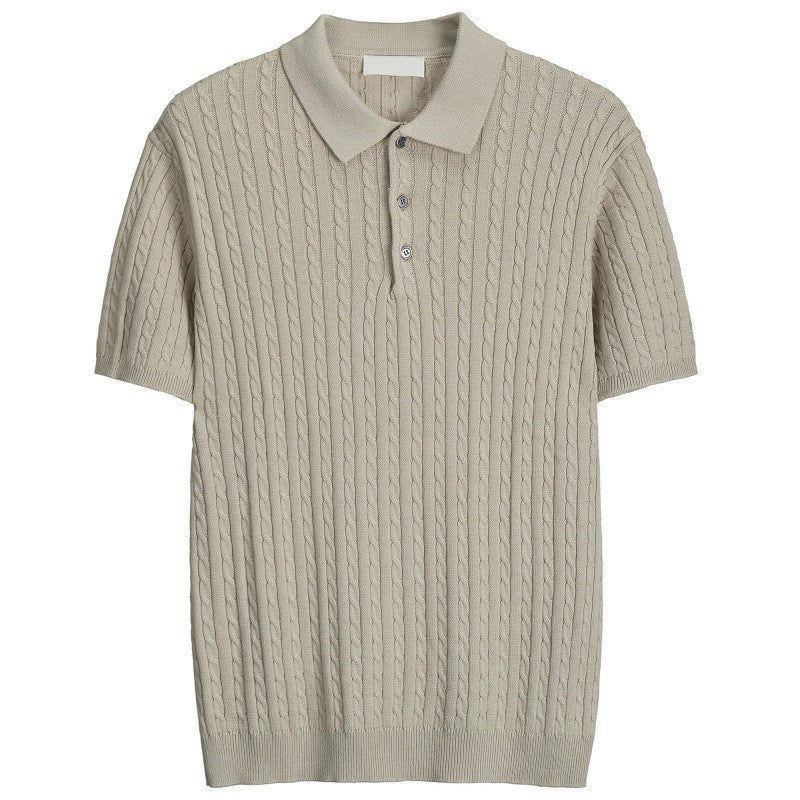 Herren Modisches Kurzarmstrickpoloshirt Drune