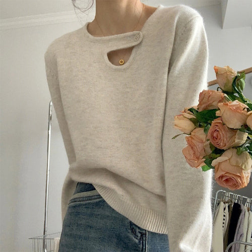 Damen Pullover mit innovativem Knopfdetail und lässigem Schnitt Drune