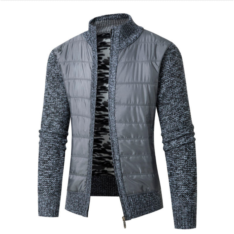 Herren Hybrid‑Strickjacke mit gesteppter Front und Stehkragen Drune