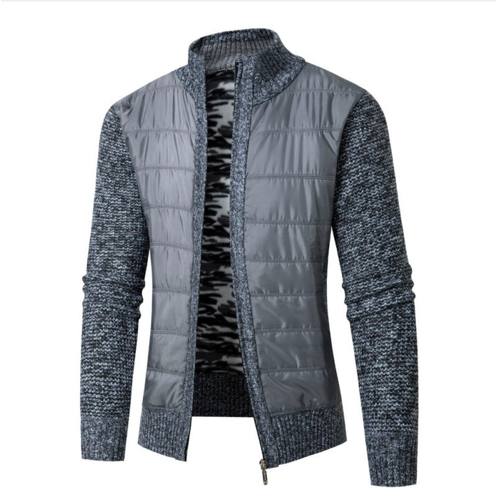 Herren Hybrid‑Strickjacke mit gesteppter Front und Stehkragen Drune