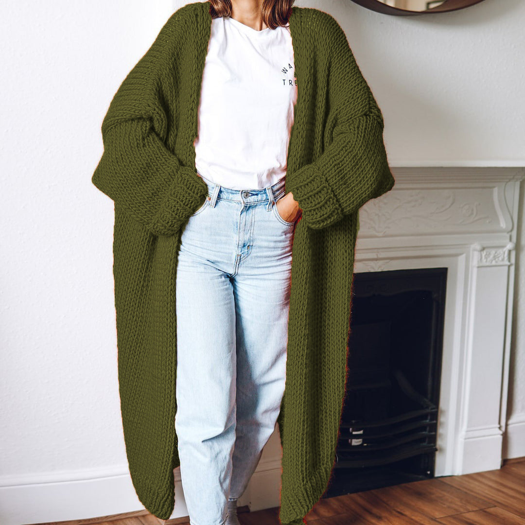 Damen Oversized Strickmantel mit Taschen und grober Textur Drune