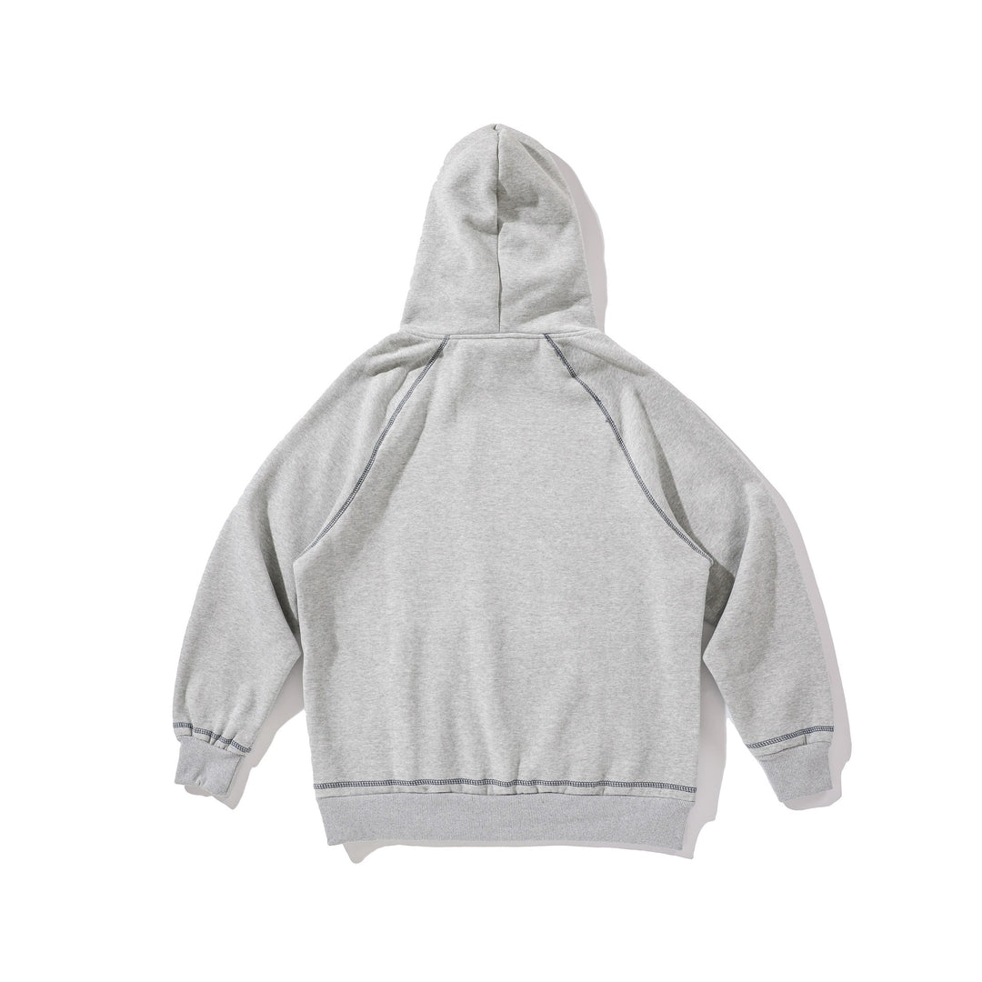 Unisex Oversize Kapuzenpullover mit Raglannähten, Kängurutasche und Vintage-Print Drune