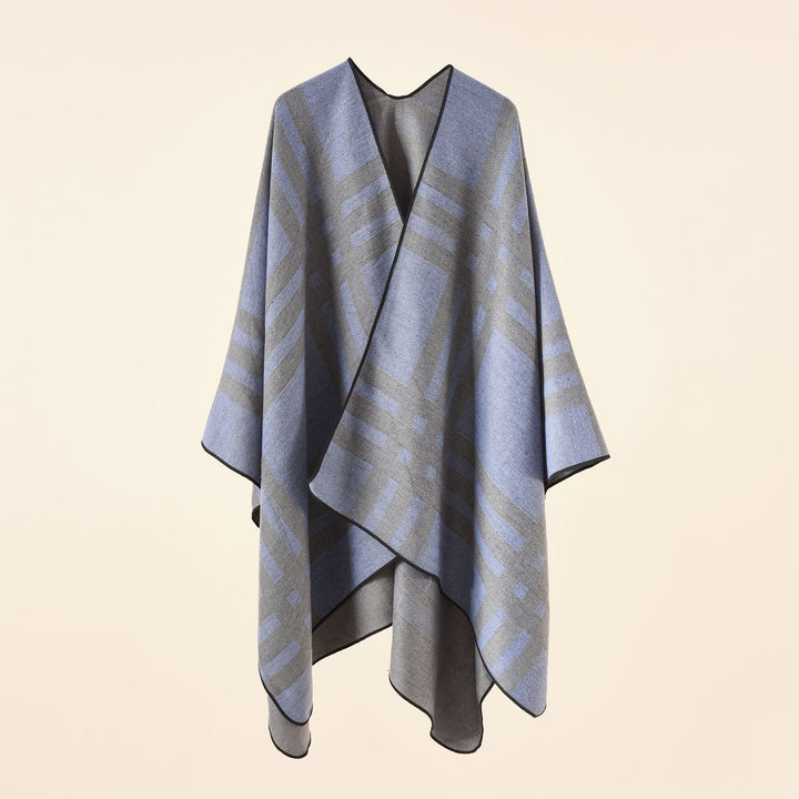 Damen Feiner Jacquard-Kimono-Umhang mit kontrastierter Kettelkante Drune