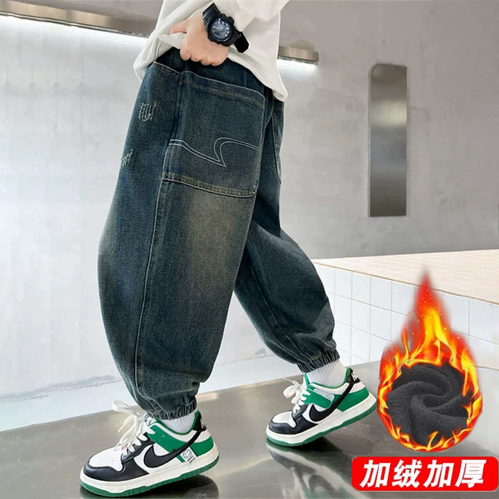 Unisex lässige Baggy-Jeans mit Gummizug Drune