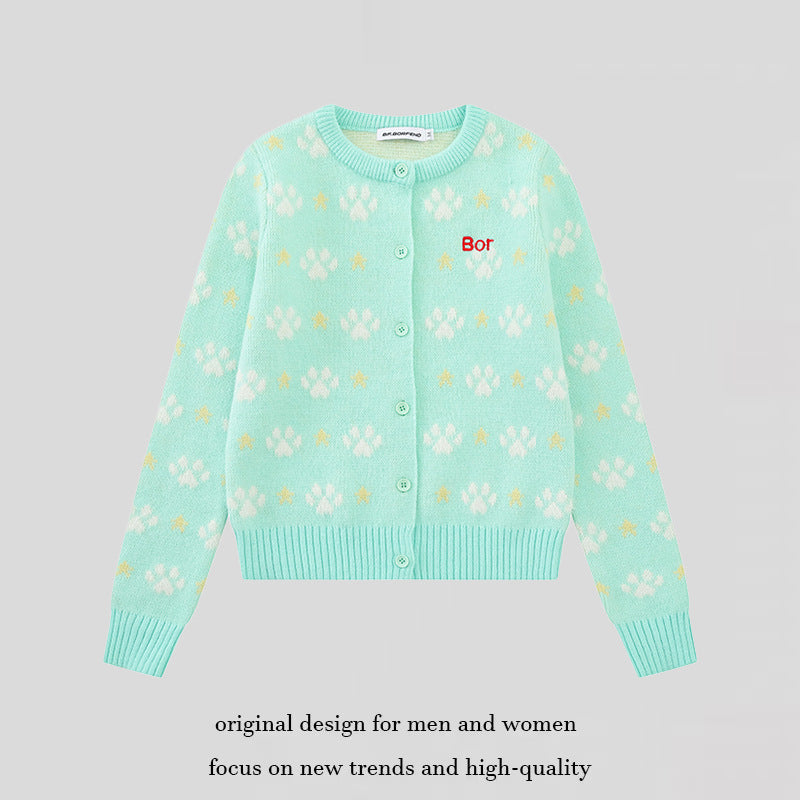 Damen Strickjacke mit Allover‑Jacquard, Rundhalsausschnitt und Knopfleiste Drune