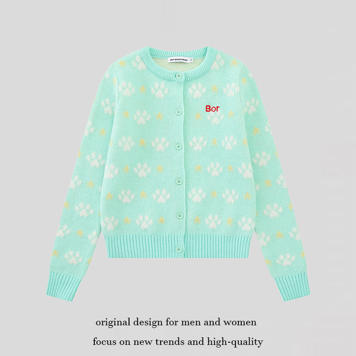 Damen Strickjacke mit Allover‑Jacquard, Rundhalsausschnitt und Knopfleiste Drune