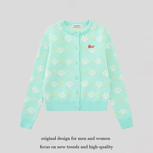 Damen Strickjacke mit Allover‑Jacquard, Rundhalsausschnitt und Knopfleiste Drune