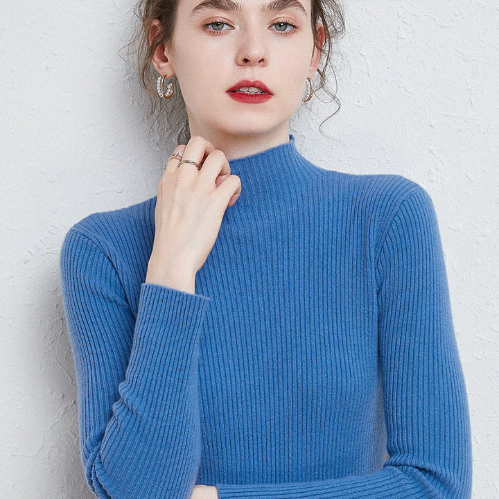 Damen Figurbetonter Feinstrick-Rollkragenpullover mit extrafeiner Rippenstruktur und kaschmirweicher Haptik Drune