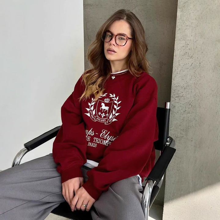 Damen Oversized Sweatshirt mit grafischem Print und weichem Futter Drune