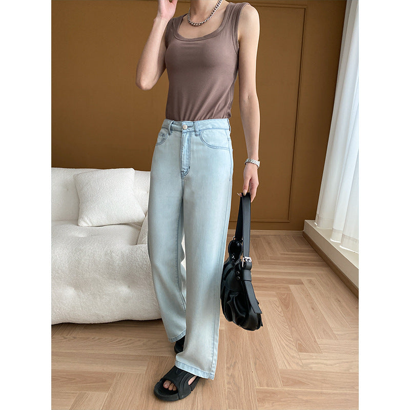 Damen weite Jeans mit hoher Taille und lässigem Schnitt Drune
