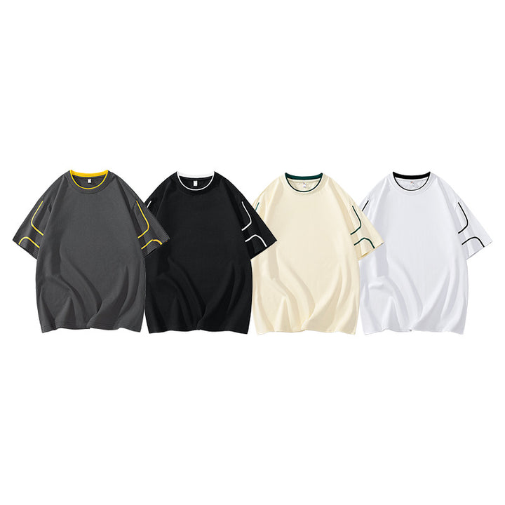 Herren Oversize-T-Shirt aus Baumwollmix mit Kontrastpaspelierung und Dropped-Shoulder Drune