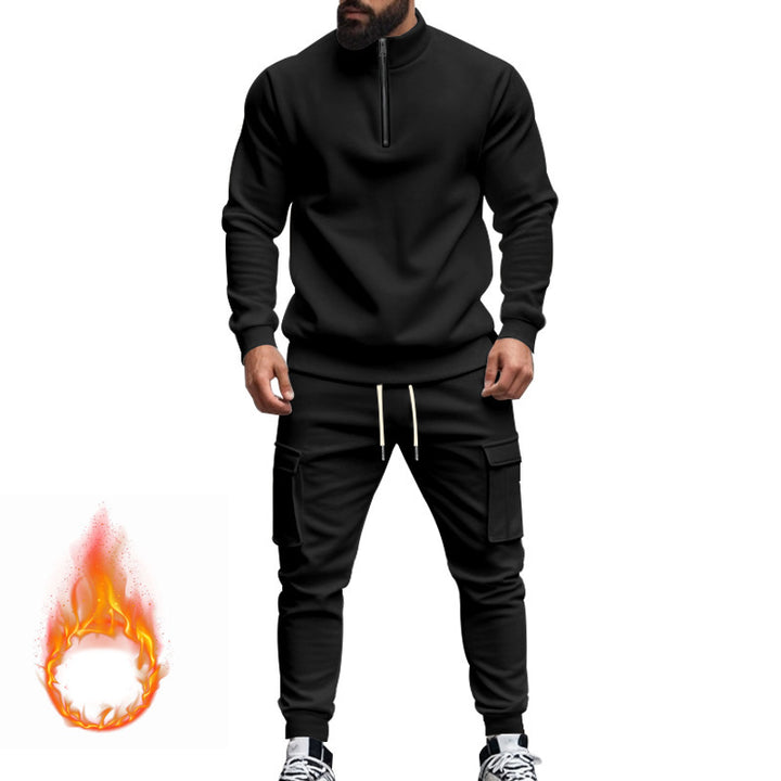 Herren nan sportlicher Cargo-Jogginganzug mit Troyerkragen Drune