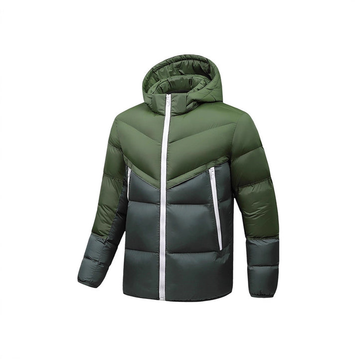 Herren Leichte Daunenoptik-Steppjacke mit Kapuze, winddichter Thermoisolierung und vertikalen Reißverschlusstaschen Drune