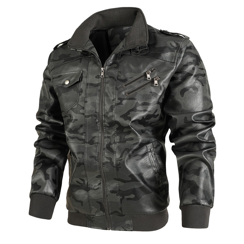 Herren camouflage Freizeitjacke mit stylischen Reißverschlusstaschen Drune