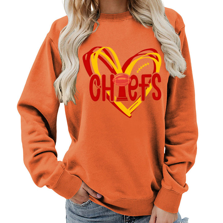 Damen Sweatshirt mit Herzmotiv und kreativen Sportgrafiken Drune