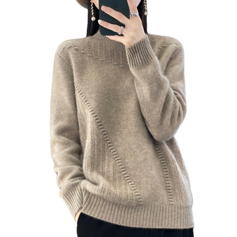 Damen Strickpullover mit strukturiertem Kragen und asymmetrischem Schnitt Drune