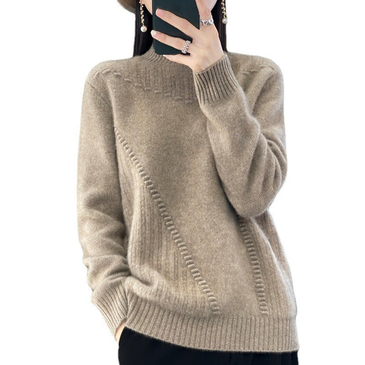 Damen Strickpullover mit strukturiertem Kragen und asymmetrischem Schnitt Drune