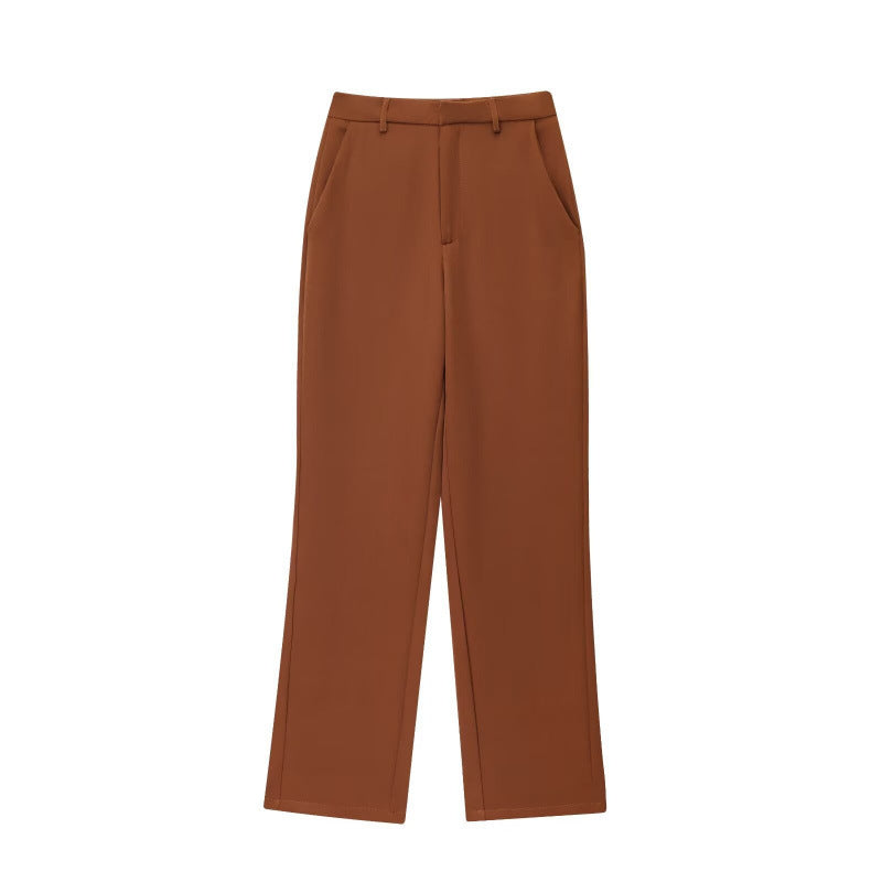 Damen Weite High‑Waist Stoffhose mit Bügelfalte und geradem Bein Drune