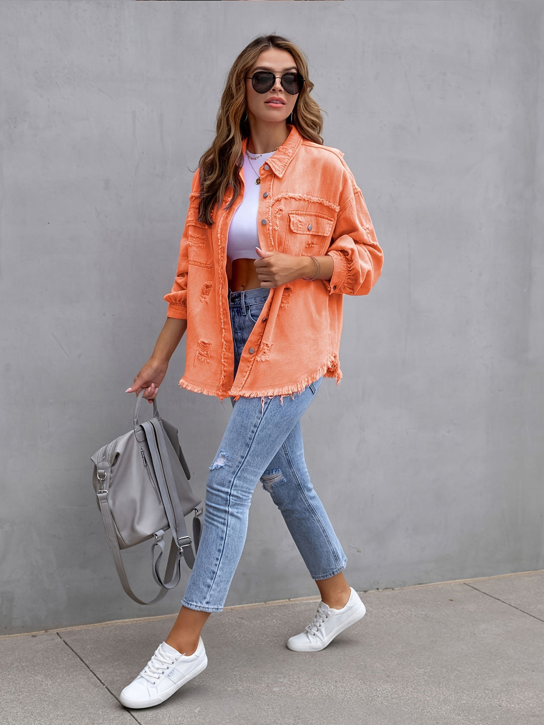 Weite Jeansjacke aus Baumwolle