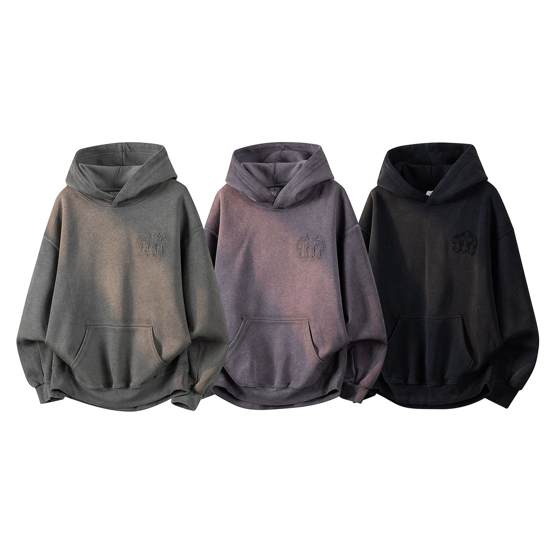Unisex Oversize Kapuzenpullover mit handschriftlichem Grafik-Print, Kängurutasche & geripptem Saum Drune