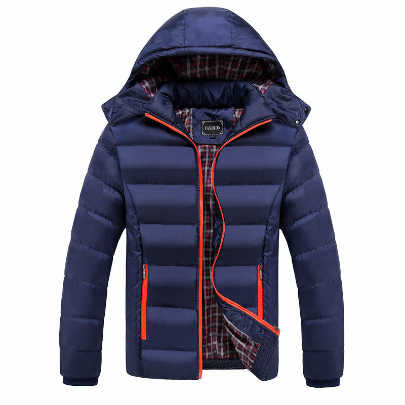 Herren Ultraleichte Pufferjacke mit Thermosteppung, Kapuze und kariertem Innenfutter Drune