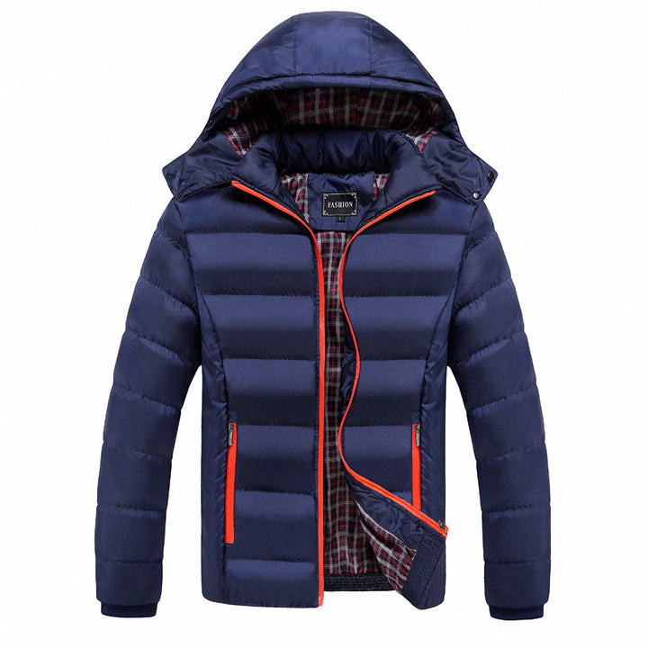 Herren Ultraleichte Pufferjacke mit Thermosteppung, Kapuze und kariertem Innenfutter Drune