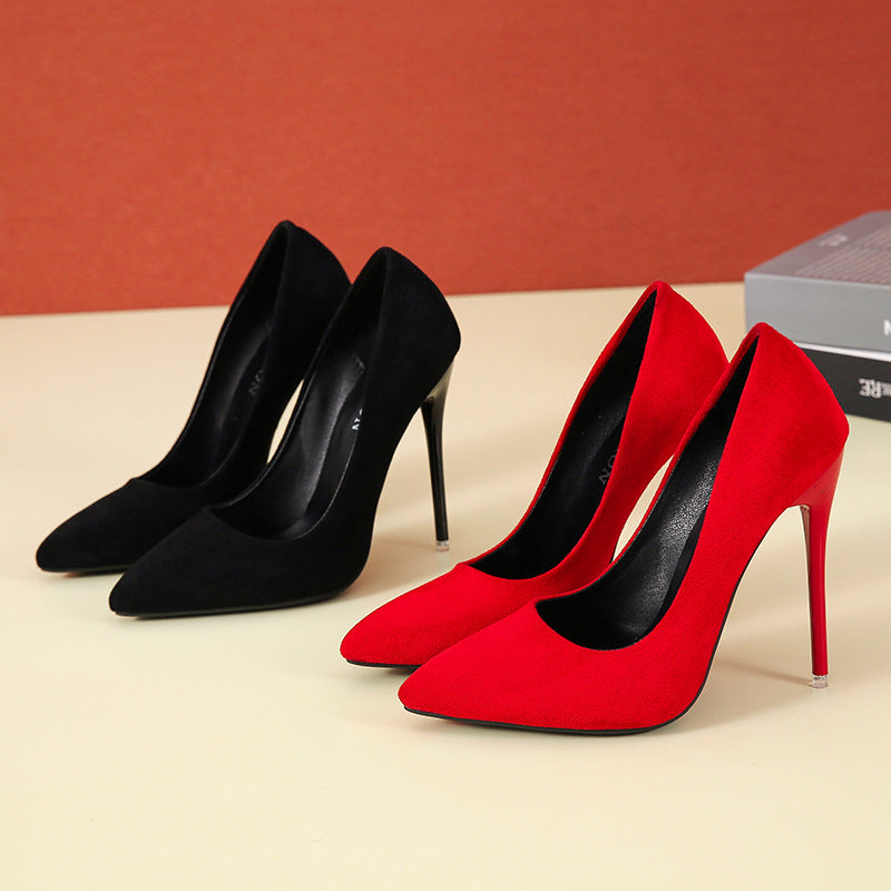 Damen nan spitze Stiletto-Pumps mit Samtoptik und gepolstertem Komfortfußbett Drune