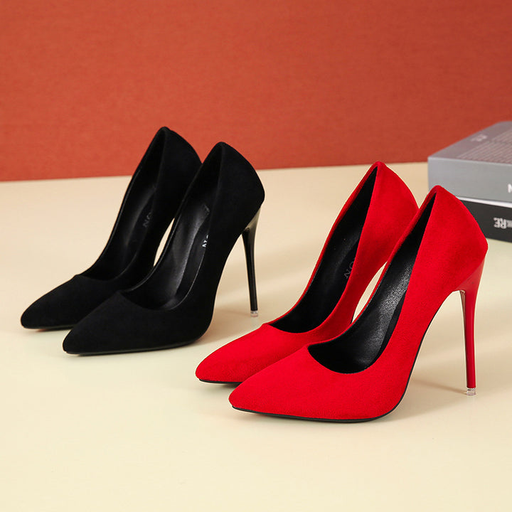 Damen nan spitze Stiletto-Pumps mit Samtoptik und gepolstertem Komfortfußbett Drune